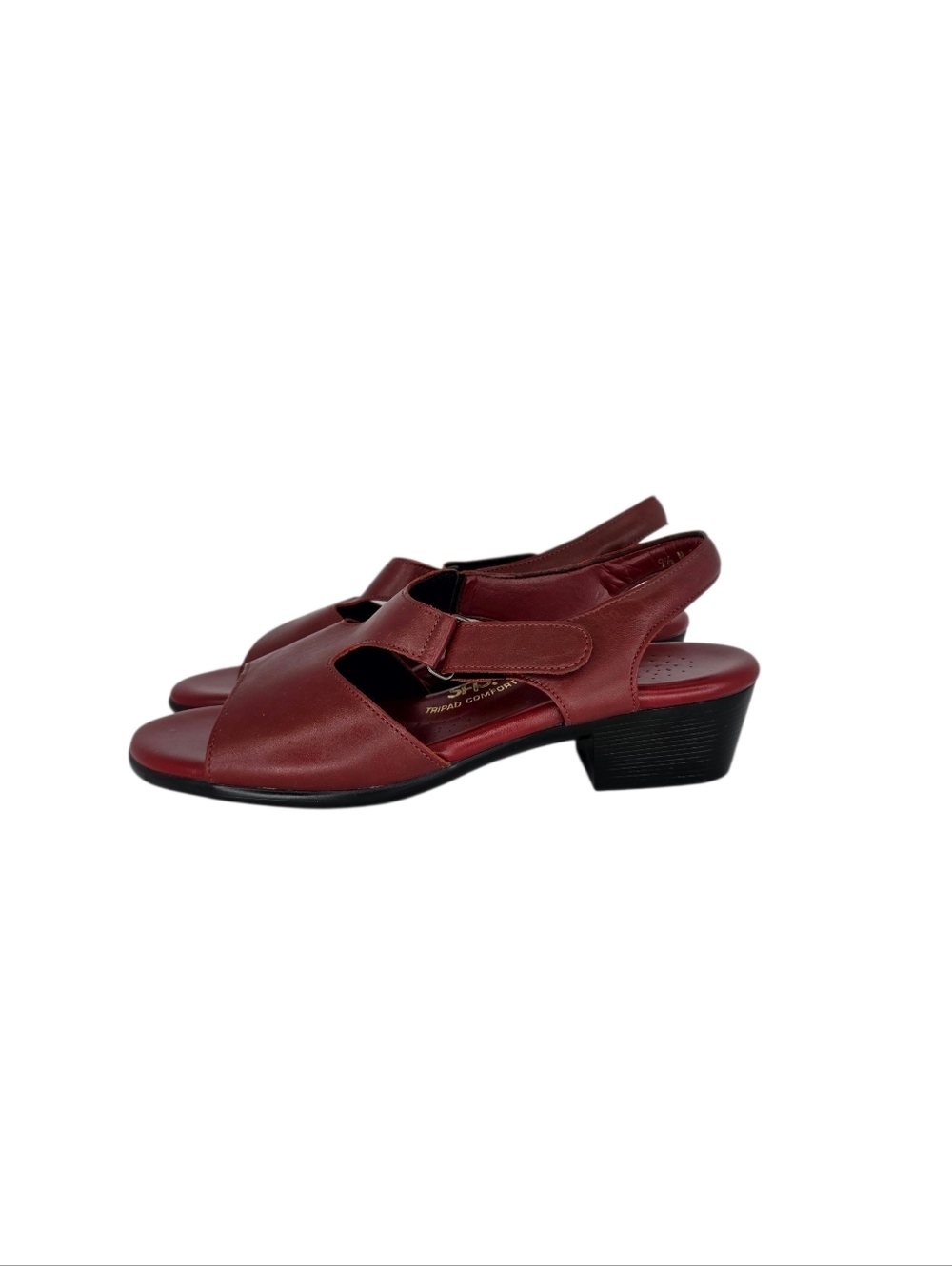 SAS Ladies 9.5 M Suntimer Red Leather Adjustable Slingback Strap Sandals Comfort